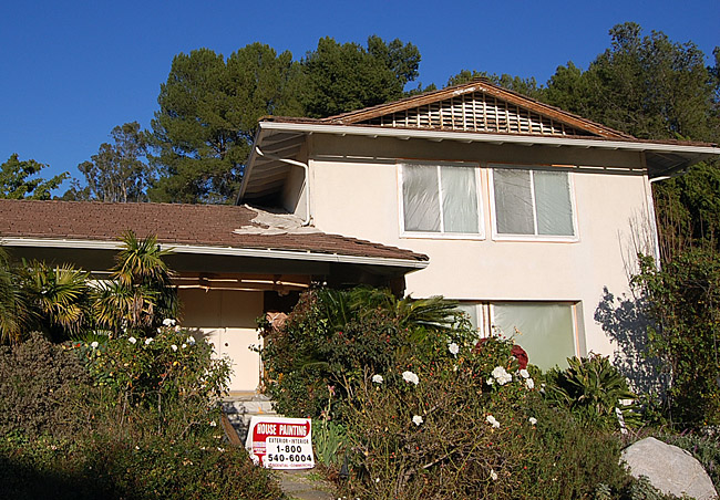 Exterior painting of house in progress in Cheviot Hills, CA 90064